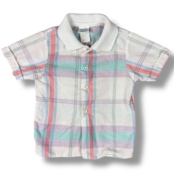 Nursery Rhyme Belk Other - Vintage Nursery Rhyme Pastel Plaid Button Up Shirt Toddler‎ Boy 3T 100%Cotton
